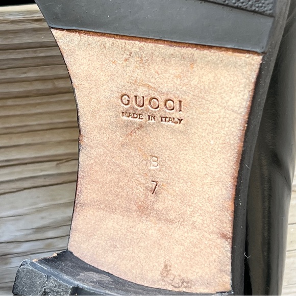 Gucci block heel horsebit loafers rubber sole vintage 90s moccasino nero 7 - Picture 16 of 16